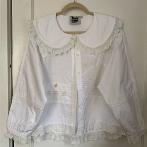 Kina and Tam White Embroidered Button-Up Shirt
